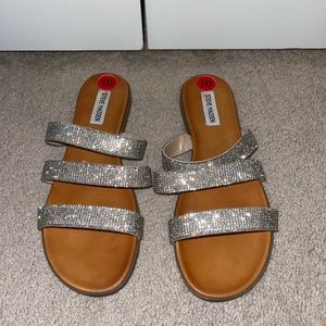 Steve Madden Silver Sparkly Strap Sandals